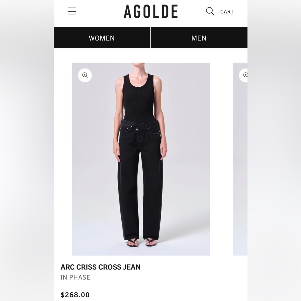 Agolde Criss Cross Jean in Black size 30
